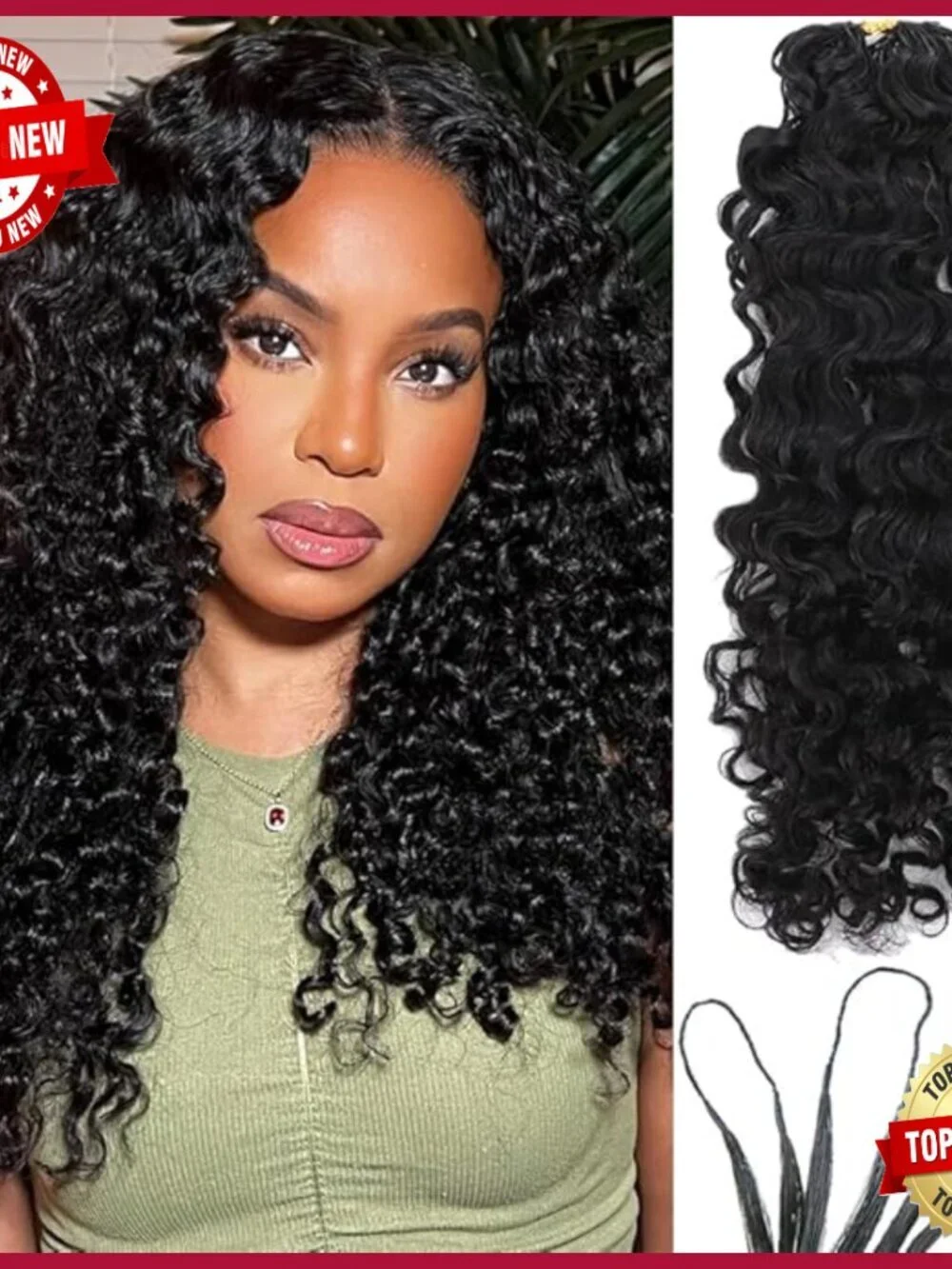 Water Deep Wave Crochet Human Hair Extensions 16 Inch Knotless Pre-Separated
